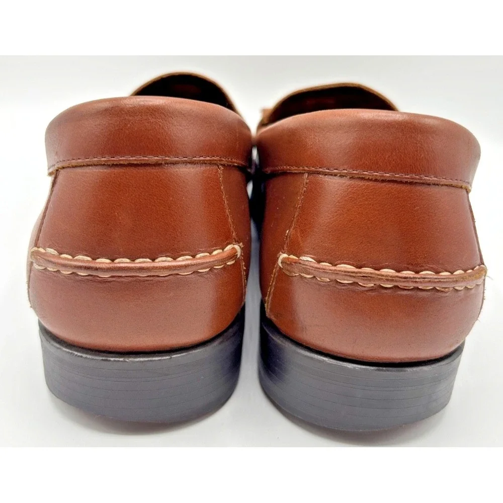 Chaps Men's Brown Leather Tassel Kiltie Loafers Moc Toe Slip On Dress Shoes 11.5